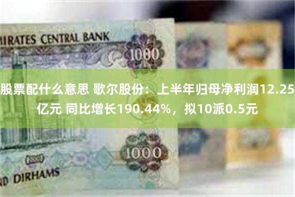 股票配什么意思 歌尔股份：上半年归母净利润12.25亿元 同比增长190.44%，拟10派0.5元