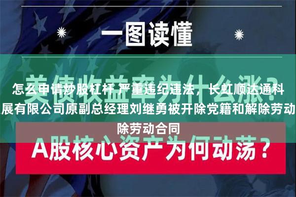 怎么申请炒股杠杆 严重违纪违法，长虹顺达通科技发展有限公司原副总经理刘继勇被开除党籍和解除劳动合同