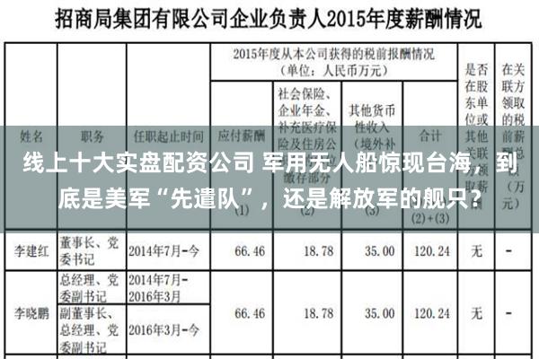 线上十大实盘配资公司 军用无人船惊现台海，到底是美军“先遣队”，还是解放军的舰只？